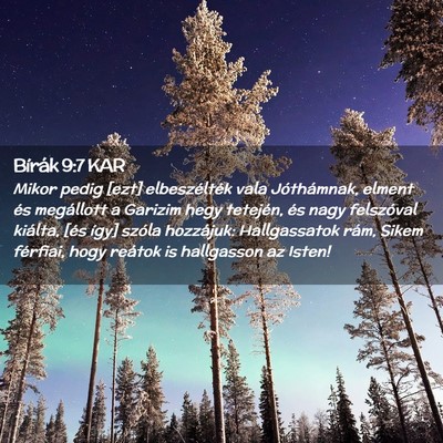Picture 02 - Bírák 9:7 KAR - Mikor pedig [ezt] elbeszélték vala Jóthámnak, - Bible Verse Picture