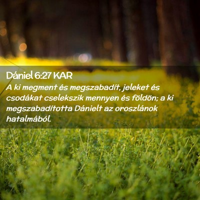 Picture 02 - Dániel 6:27 KAR - A ki megment és megszabadít, jeleket és - Bible Verse Picture