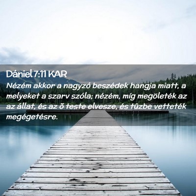 Picture 02 - Dániel 7:11 KAR - Nézém akkor a nagyzó beszédek hangja miatt, a - Bible Verse Picture