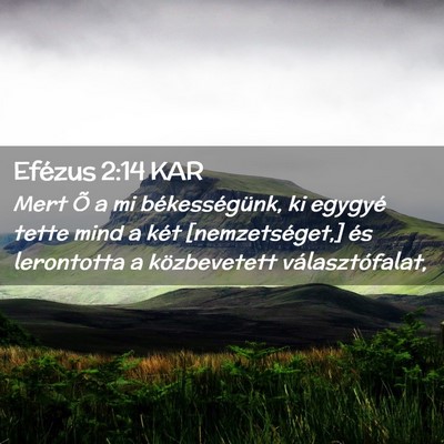 Picture 02 - Efézus 2:14 KAR - Mert Õ a mi békességünk, ki egygyé tette - Bible Verse Picture