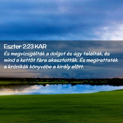 Picture 02 - Eszter 2:23 KAR - És megvizsgálták a dolgot és úgy találták, - Bible Verse Picture