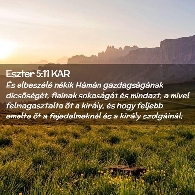 Picture 02 - Eszter 5:11 KAR - És elbeszélé nékik Hámán gazdagságának - Bible Verse Picture