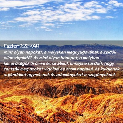 Picture 02 - Eszter 9:22 KAR - Mint olyan napokat, a melyeken megnyugovának a - Bible Verse Picture