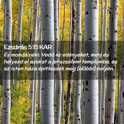 Picture 02 - Ezsdrás 5:15 KAR - És monda néki: Vedd ez edényeket, menj és - Bible Verse Picture