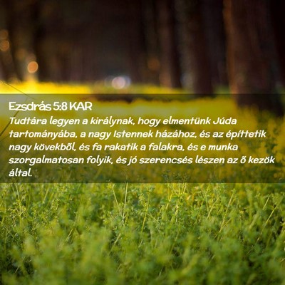 Picture 02 - Ezsdrás 5:8 KAR - Tudtára legyen a királynak, hogy elmentünk - Bible Verse Picture