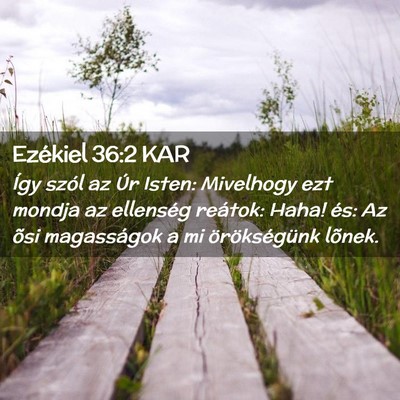 Picture 02 - Ezékiel 36:2 KAR - Így szól az Úr Isten: Mivelhogy ezt mondja az - Bible Verse Picture