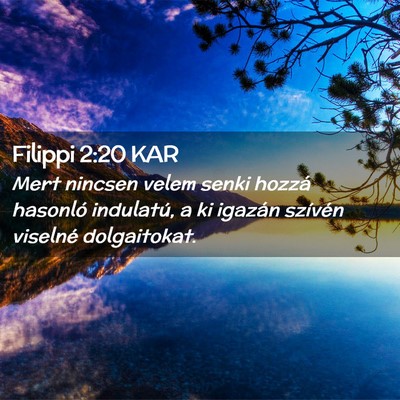 Picture 02 - Filippi 2:20 KAR - Mert nincsen velem senki hozzá hasonló - Bible Verse Picture