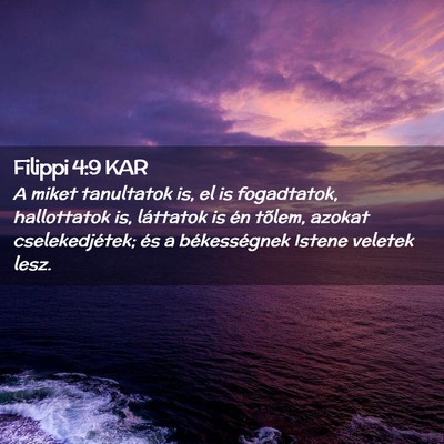 Picture 02 - Filippi 4:9 KAR - A miket tanultatok is, el is fogadtatok, - Bible Verse Picture