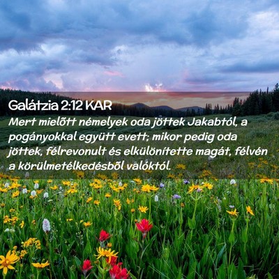 Picture 02 - Galátzia 2:12 KAR - Mert mielõtt némelyek oda jöttek Jakabtól, a - Bible Verse Picture