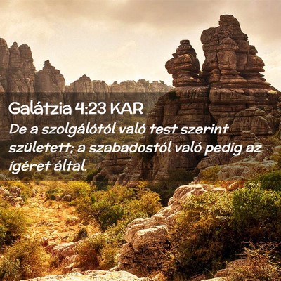 Picture 02 - Galátzia 4:23 KAR - De a szolgálótól való test szerint - Bible Verse Picture
