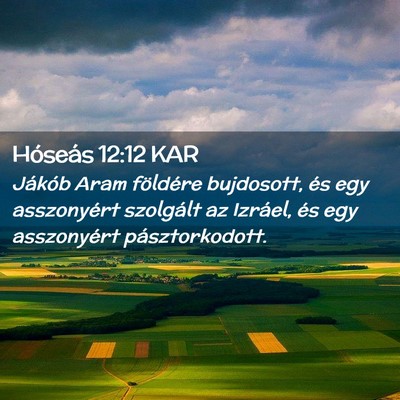 Picture 02 - Hóseás 12:12 KAR - Jákób Aram földére bujdosott, és egy - Bible Verse Picture
