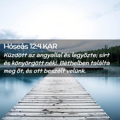 Picture 02 - Hóseás 12:4 KAR - Küzdött az angyallal és legyõzte; sírt és - Bible Verse Picture