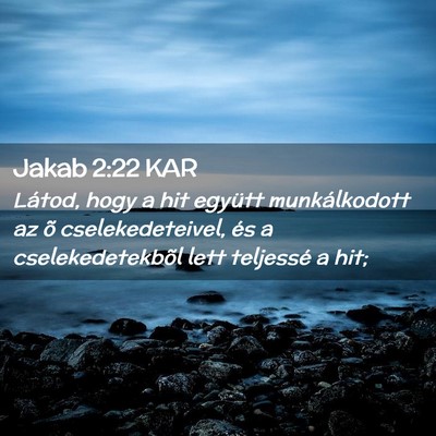 Picture 02 - Jakab 2:22 KAR - Látod, hogy a hit együtt munkálkodott az õ - Bible Verse Picture