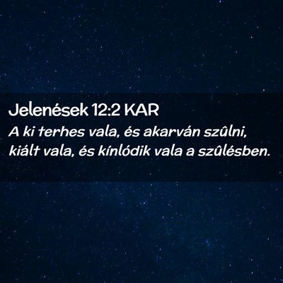 Picture 02 - Jelenések 12:2 KAR - A ki terhes vala, és akarván szûlni, kiált - Bible Verse Picture