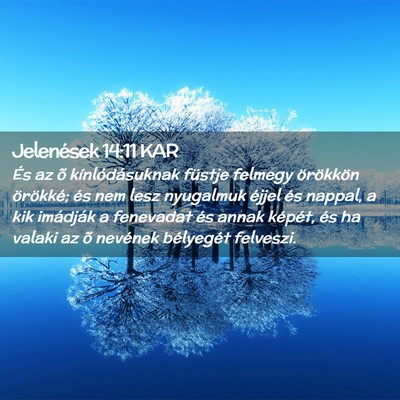 Picture 02 - Jelenések 14:11 KAR - És az õ kínlódásuknak füstje felmegy - Bible Verse Picture