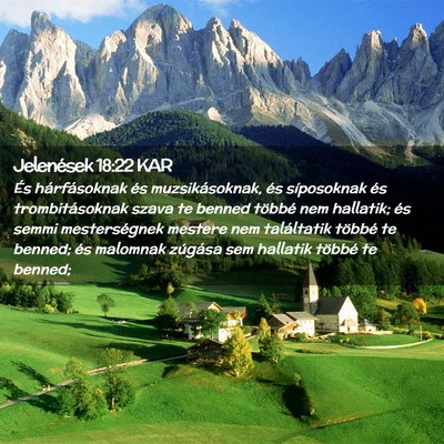Picture 02 - Jelenések 18:22 KAR - És hárfásoknak és muzsikásoknak, és - Bible Verse Picture
