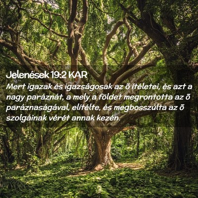 Picture 02 - Jelenések 19:2 KAR - Mert igazak és igazságosak az õ ítéletei, - Bible Verse Picture
