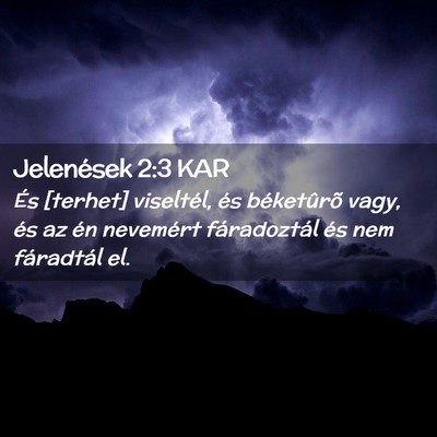 Picture 02 - Jelenések 2:3 KAR - És [terhet] viseltél, és béketûrõ vagy, és - Bible Verse Picture