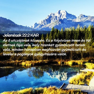 Picture 02 - Jelenések 22:2 KAR - Az õ utczájának közepén. És a folyóvízen - Bible Verse Picture