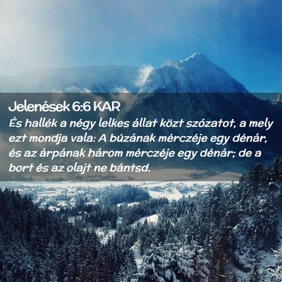Picture 02 - Jelenések 6:6 KAR - És hallék a négy lelkes állat közt - Bible Verse Picture