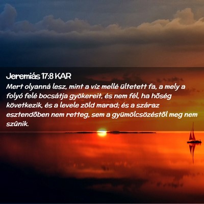 Picture 02 - Jeremiás 17:8 KAR - Mert olyanná lesz, mint a víz mellé ültetett - Bible Verse Picture