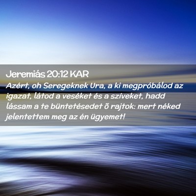 Picture 02 - Jeremiás 20:12 KAR - Azért, oh Seregeknek Ura, a ki megpróbálod az - Bible Verse Picture