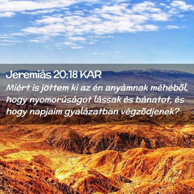 Picture 02 - Jeremiás 20:18 KAR - Miért is jöttem ki az én anyámnak méhébõl, - Bible Verse Picture