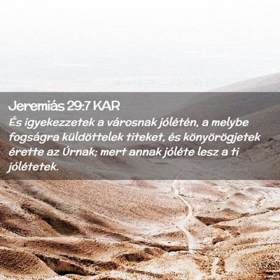 Picture 02 - Jeremiás 29:7 KAR - És igyekezzetek a városnak jólétén, a melybe - Bible Verse Picture