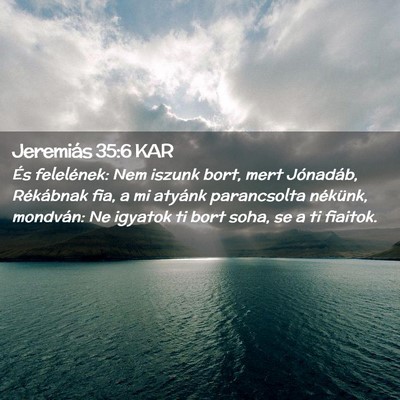 Picture 02 - Jeremiás 35:6 KAR - És felelének: Nem iszunk bort, mert Jónadáb, - Bible Verse Picture