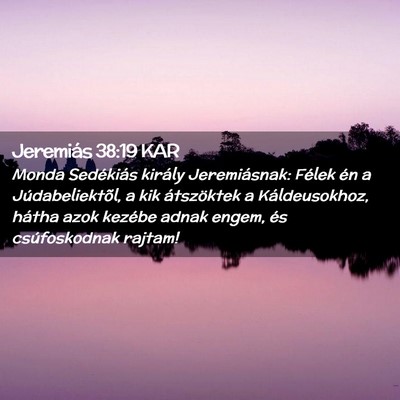 Picture 02 - Jeremiás 38:19 KAR - Monda Sedékiás király Jeremiásnak: Félek én - Bible Verse Picture
