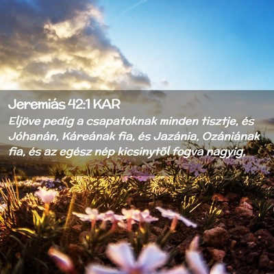 Picture 02 - Jeremiás 42:1 KAR - Eljöve pedig a csapatoknak minden tisztje, és - Bible Verse Picture