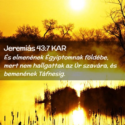 Picture 02 - Jeremiás 43:7 KAR - És elmenének Égyiptomnak földébe, mert nem - Bible Verse Picture