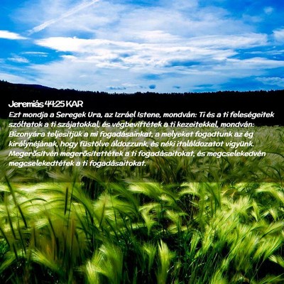 Picture 02 - Jeremiás 44:25 KAR - Ezt mondja a Seregek Ura, az Izráel Istene, - Bible Verse Picture