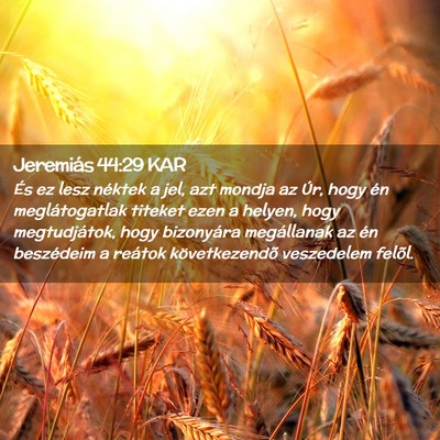 Picture 02 - Jeremiás 44:29 KAR - És ez lesz néktek a jel, azt mondja az Úr, - Bible Verse Picture