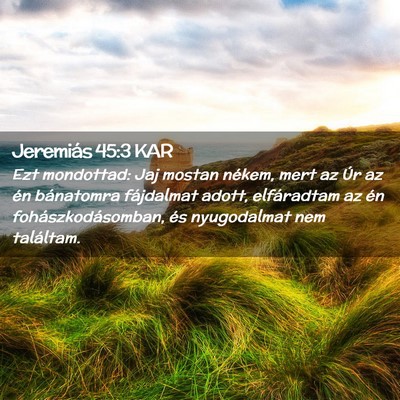 Picture 02 - Jeremiás 45:3 KAR - Ezt mondottad: Jaj mostan nékem, mert az Úr az - Bible Verse Picture