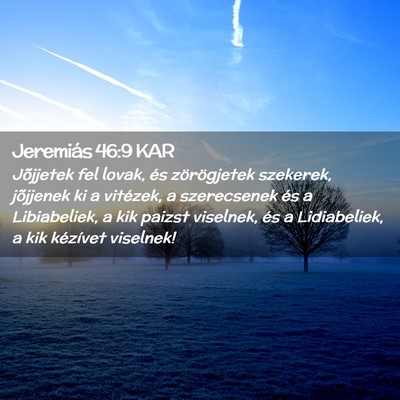 Picture 02 - Jeremiás 46:9 KAR - Jõjjetek fel lovak, és zörögjetek szekerek, - Bible Verse Picture