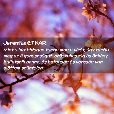 Picture 02 - Jeremiás 6:7 KAR - Mint a kút hidegen tartja meg a vizét, úgy - Bible Verse Picture