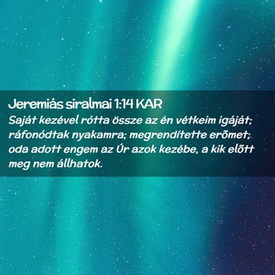 Picture 02 - Jeremiás siralmai 1:14 KAR - Saját kezével rótta össze az én vétkeim - Bible Verse Picture