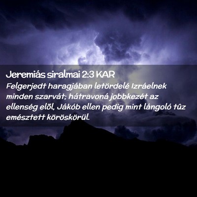 Picture 02 - Jeremiás siralmai 2:3 KAR - Felgerjedt haragjában letördelé Izráelnek - Bible Verse Picture