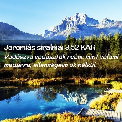 Picture 02 - Jeremiás siralmai 3:52 KAR - Vadászva vadásztak reám, mint valami madárra, - Bible Verse Picture