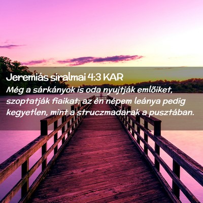 Picture 02 - Jeremiás siralmai 4:3 KAR - Még a sárkányok is oda nyujtják emlõiket, - Bible Verse Picture