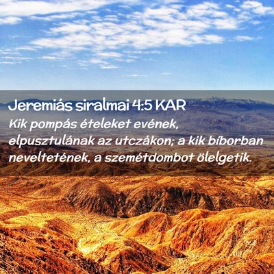 Picture 02 - Jeremiás siralmai 4:5 KAR - Kik pompás ételeket evének, elpusztulának az - Bible Verse Picture