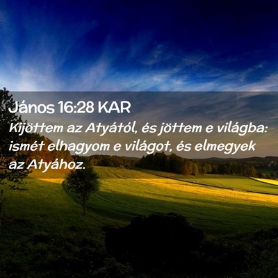Picture 02 - János 16:28 KAR - Kijöttem az Atyától, és jöttem e világba: - Bible Verse Picture