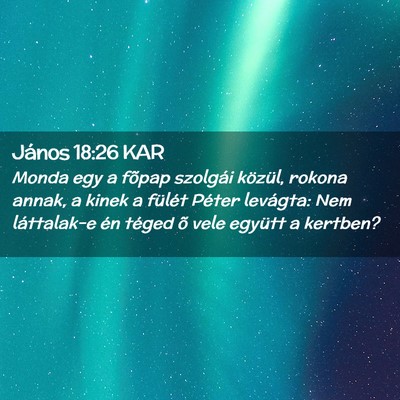 Picture 02 - János 18:26 KAR - Monda egy a fõpap szolgái közül, rokona - Bible Verse Picture
