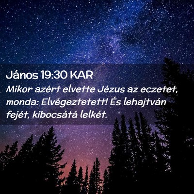 Picture 02 - János 19:30 KAR - Mikor azért elvette Jézus az eczetet, monda: - Bible Verse Picture