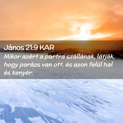 Picture 02 - János 21:9 KAR - Mikor azért a partra szállának, látják, hogy - Bible Verse Picture