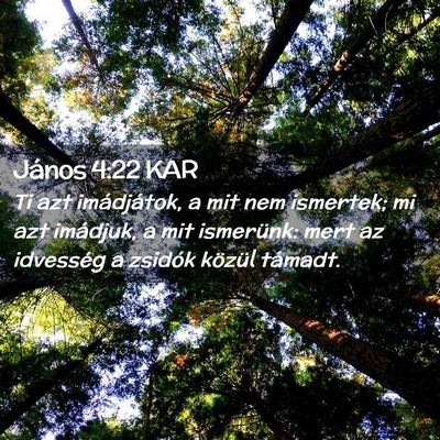 Picture 02 - János 4:22 KAR - Ti azt imádjátok, a mit nem ismertek; mi azt - Bible Verse Picture