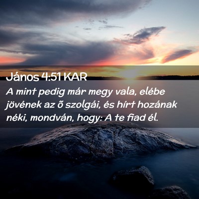 Picture 02 - János 4:51 KAR - A mint pedig már megy vala, elébe jövének az - Bible Verse Picture