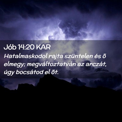 Picture 02 - Jób 14:20 KAR - Hatalmaskodol rajta szüntelen és õ elmegy; - Bible Verse Picture