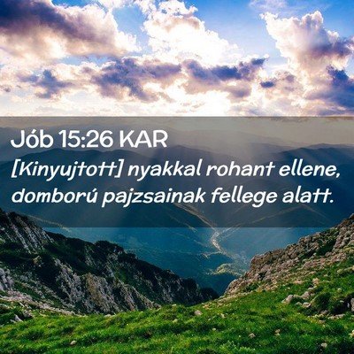 Picture 02 - Jób 15:26 KAR - [Kinyujtott] nyakkal rohant ellene, domború - Bible Verse Picture